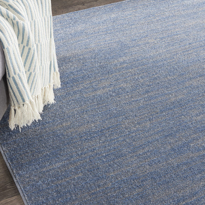 7' X 7' Blue And Grey Square Striped Non Skid Indoor Outdoor Area Rug