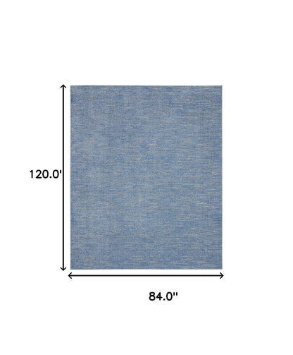 7' X 10' Blue And Grey Striped Non Skid Indoor Outdoor Area Rug