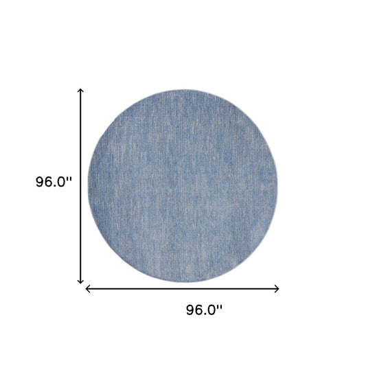 8' X 8' Blue And Grey Round Striped Non Skid Indoor Outdoor Area Rug