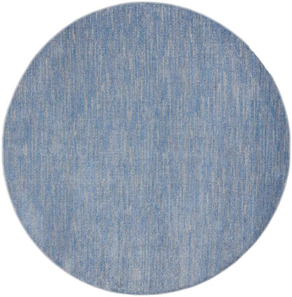 8' X 8' Blue And Grey Round Striped Non Skid Indoor Outdoor Area Rug