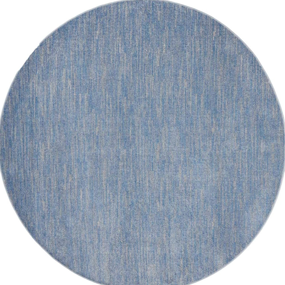 8' X 8' Blue And Grey Round Striped Non Skid Indoor Outdoor Area Rug