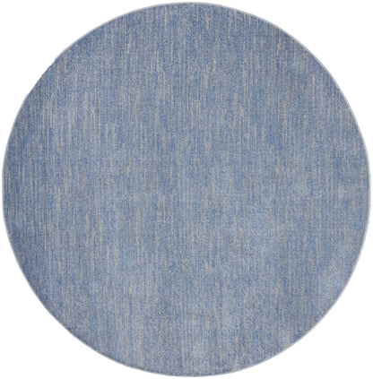 8' X 8' Blue And Grey Round Striped Non Skid Indoor Outdoor Area Rug