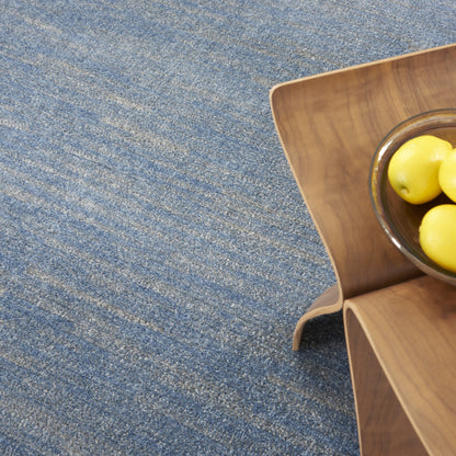 8' X 8' Blue And Grey Round Striped Non Skid Indoor Outdoor Area Rug