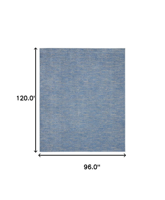 8' X 10' Blue And Grey Striped Non Skid Indoor Outdoor Area Rug