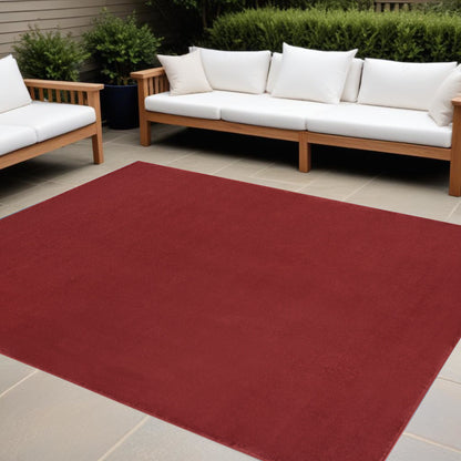 10' X 14' Brick Red Stain Resistant Indoor Outdoor Area Rug