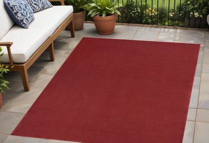 4' X 6' Brick Red Stain Resistant Indoor Outdoor Area Rug