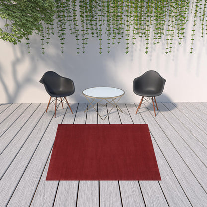 7' X 7' Brick Red Square Non Skid Indoor Outdoor Area Rug