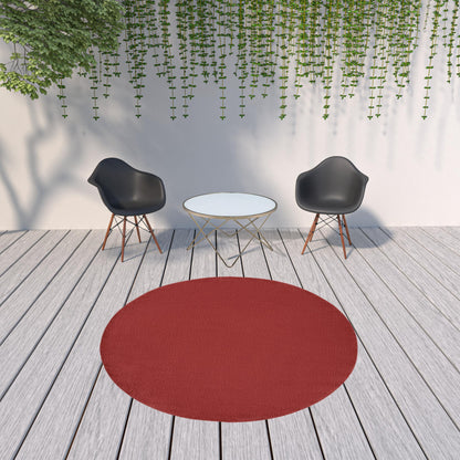 8' X 8' Brick Red Round Non Skid Indoor Outdoor Area Rug