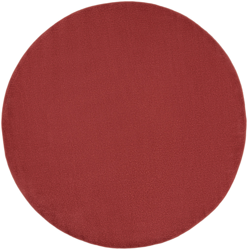 8' X 8' Brick Red Round Non Skid Indoor Outdoor Area Rug