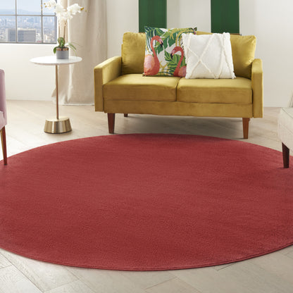 8' X 8' Brick Red Round Non Skid Indoor Outdoor Area Rug