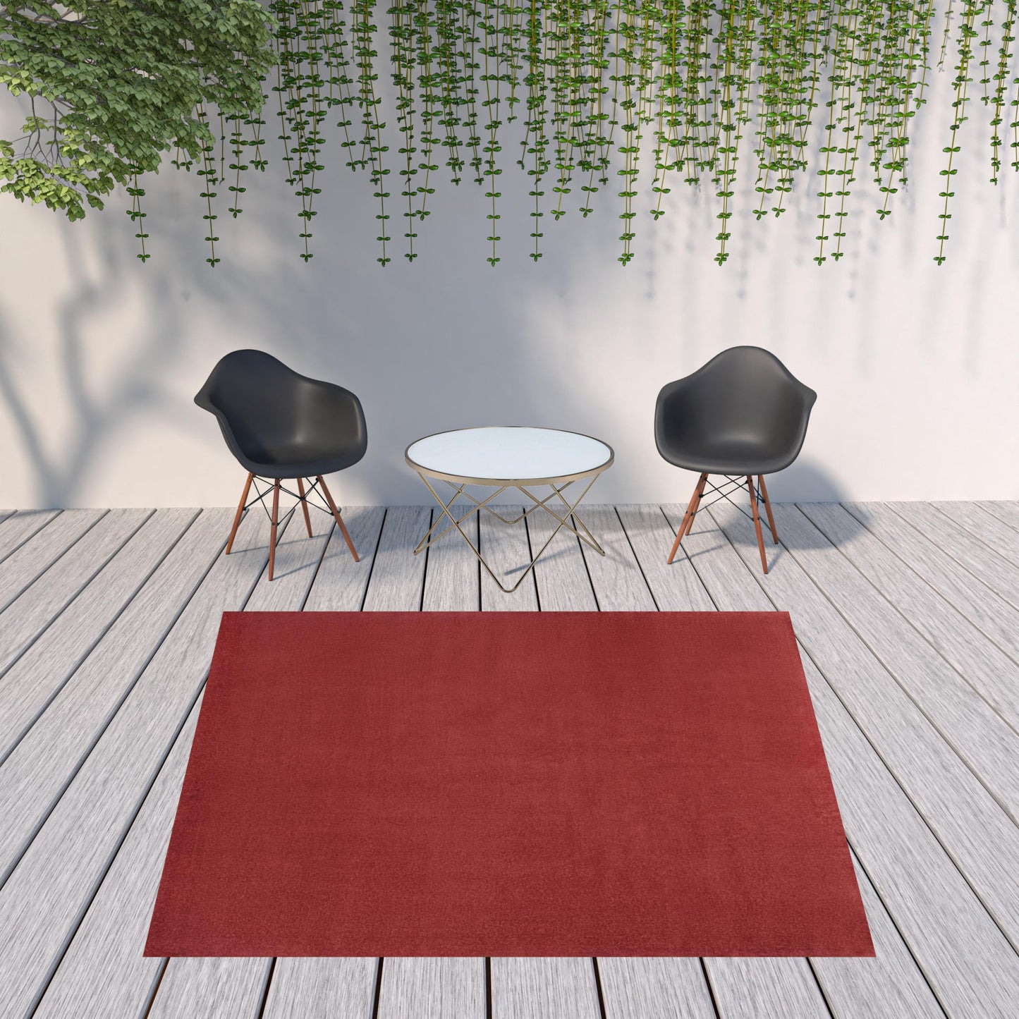 9' X 9' Brick Red Square Non Skid Indoor Outdoor Area Rug