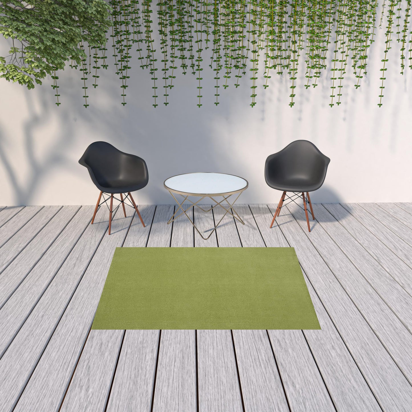 5' X 7' Green Non Skid Indoor Outdoor Area Rug