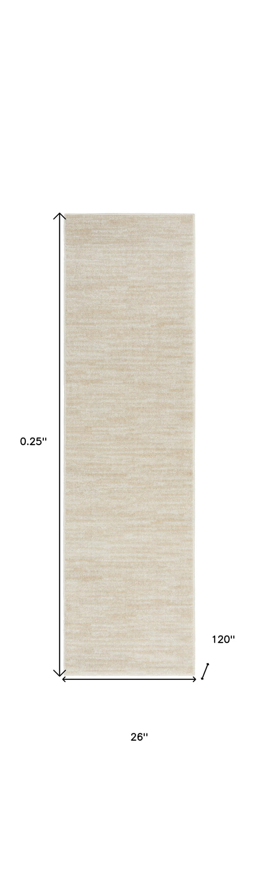 2' X 10' Ivory And Beige Non Skid Indoor Outdoor Runner Rug