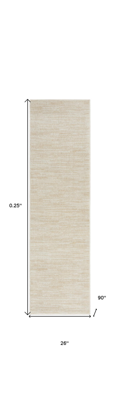 2' X 8' Ivory And Beige Non Skid Indoor Outdoor Runner Rug