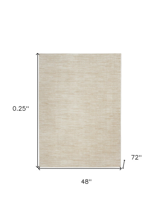 4' X 6' Ivory And Beige Non Skid Indoor Outdoor Area Rug