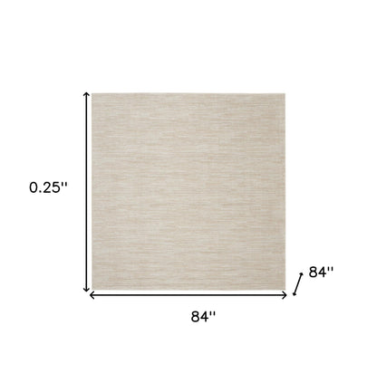 7' X 7' Ivory And Beige Square Non Skid Indoor Outdoor Area Rug