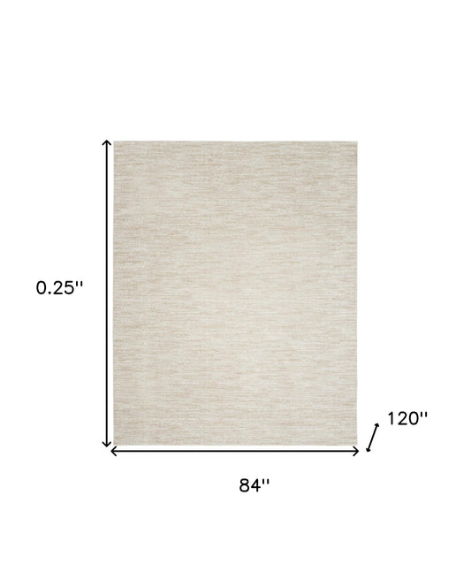 7' X 10' Ivory And Beige Non Skid Indoor Outdoor Area Rug