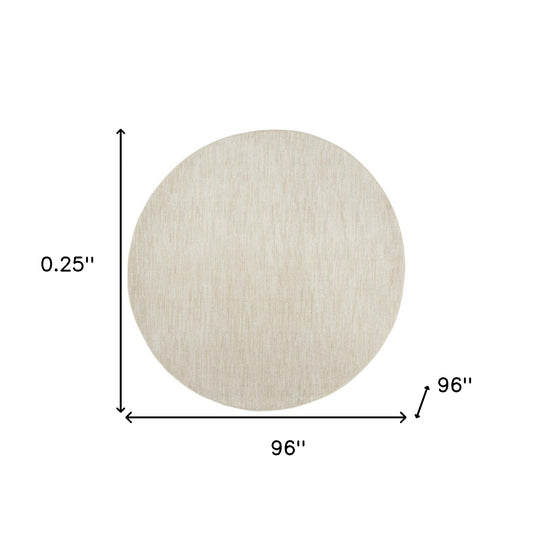 8' X 8' Ivory And Beige Round Non Skid Indoor Outdoor Area Rug