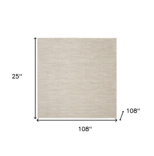 9' X 9' Ivory And Beige Square Non Skid Indoor Outdoor Area Rug