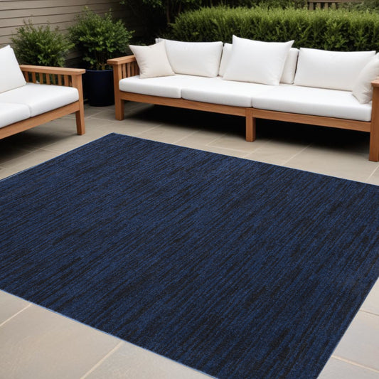 10' X 14' Midnight Blue Stain Resistant Indoor Outdoor Area Rug