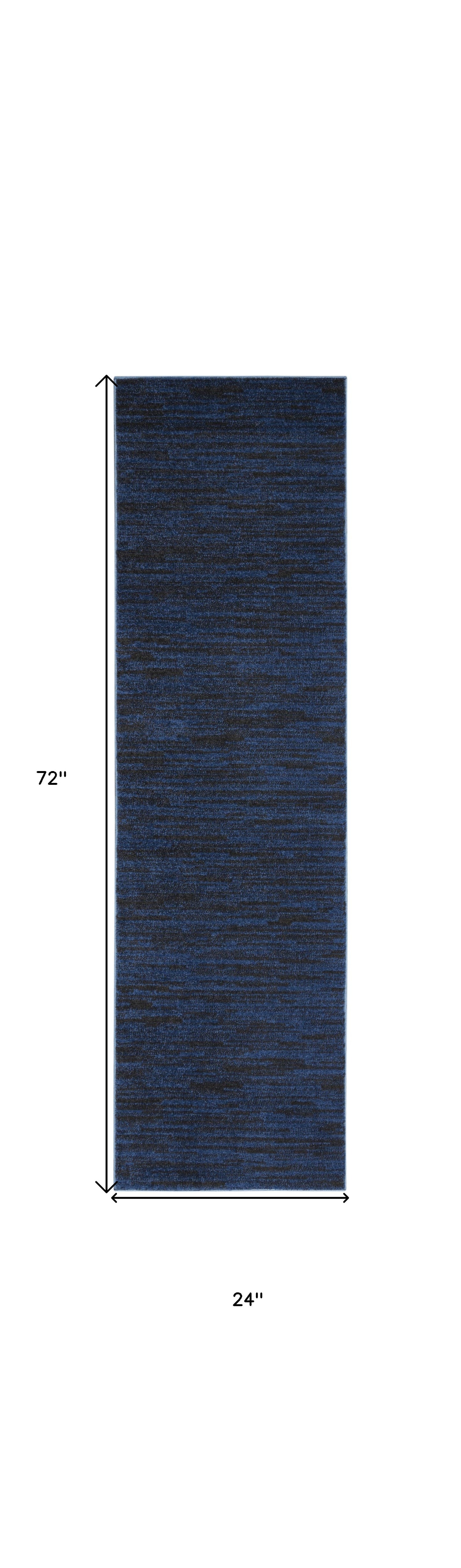 6' Midnight Blue Stain Resistant Indoor Outdoor Runner Rug