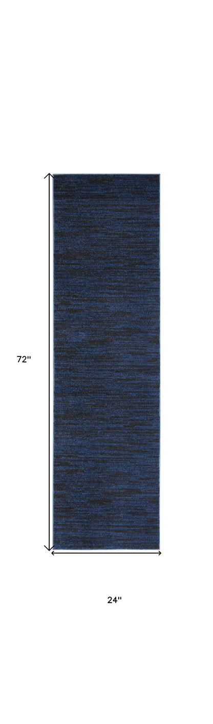 6' Midnight Blue Stain Resistant Indoor Outdoor Runner Rug