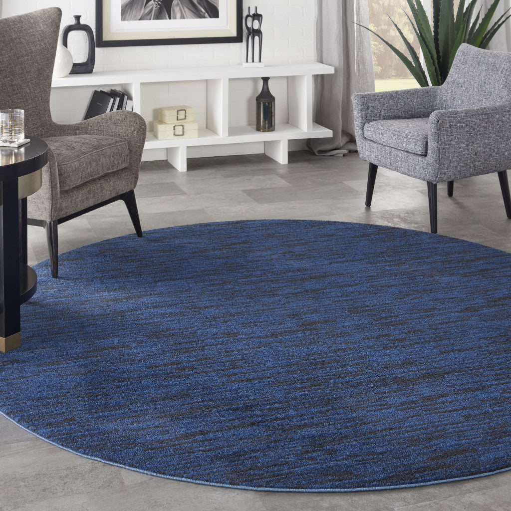 8' Midnight Blue Round Stain Resistant Indoor Outdoor Area Rug