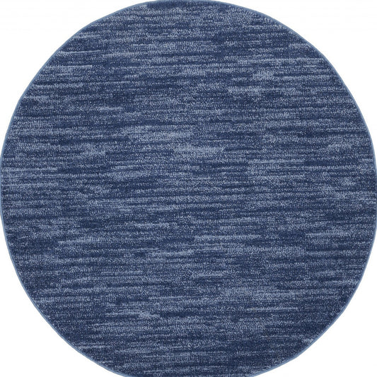 4' Blue Round Non Skid Indoor Outdoor Area Rug