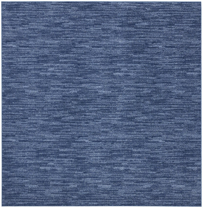 7' Square Blue Stain Resistant Indoor Outdoor Area Rug