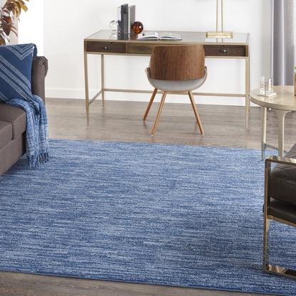 7' Square Blue Stain Resistant Indoor Outdoor Area Rug