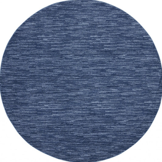 8' Blue Round Non Skid Indoor Outdoor Area Rug