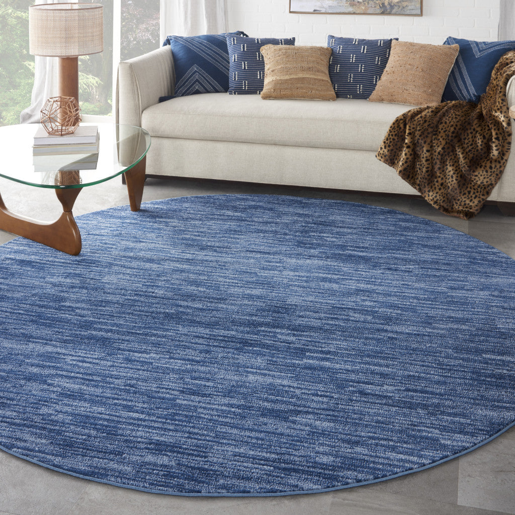 8' Blue Round Non Skid Indoor Outdoor Area Rug