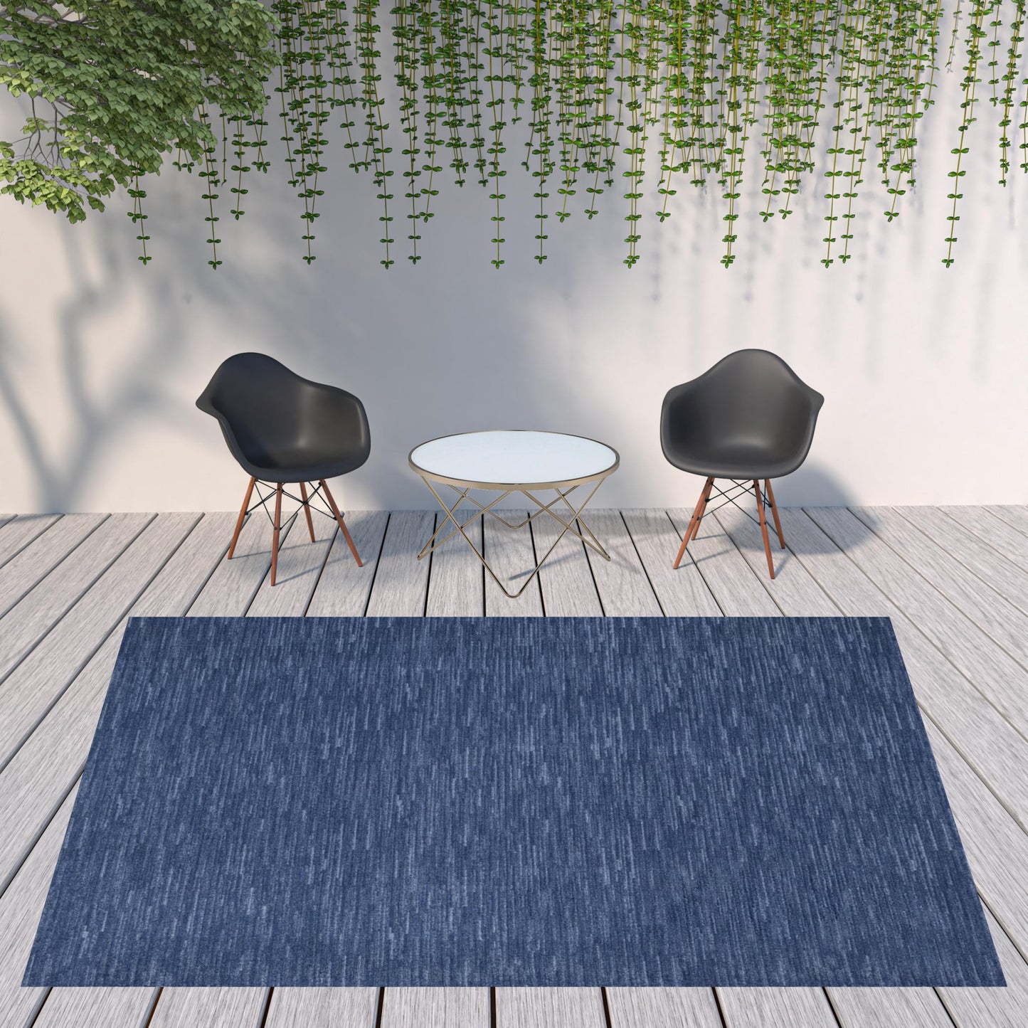 9' X 12' Navy Blue Non Skid Indoor Outdoor Area Rug