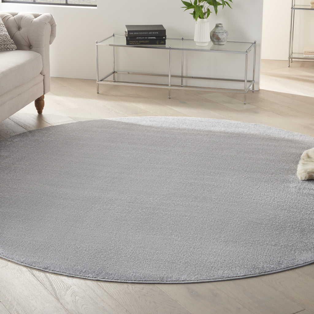 8' X 8' Silver Grey Round Non Skid Indoor Outdoor Area Rug