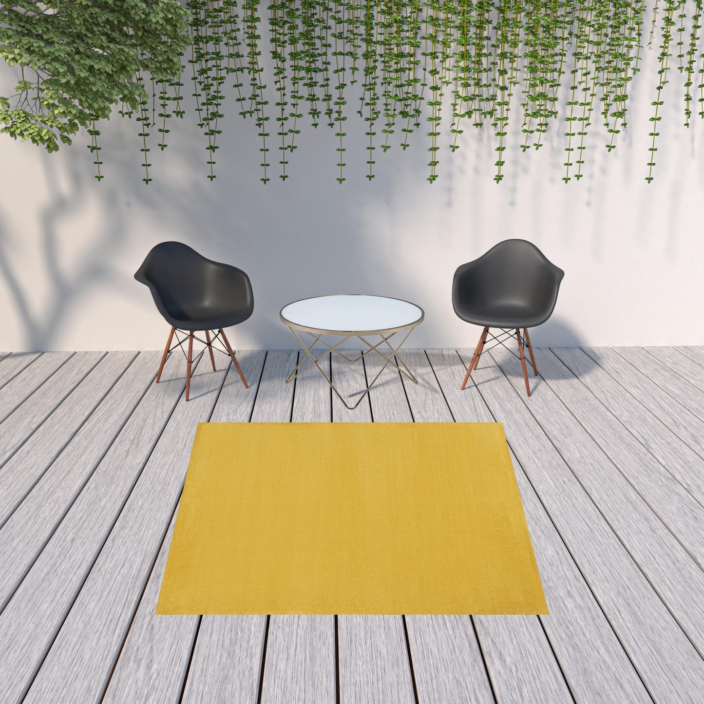 7' X 7' Yellow Square Non Skid Indoor Outdoor Area Rug