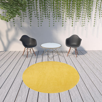 8' X 8' Yellow Round Non Skid Indoor Outdoor Area Rug