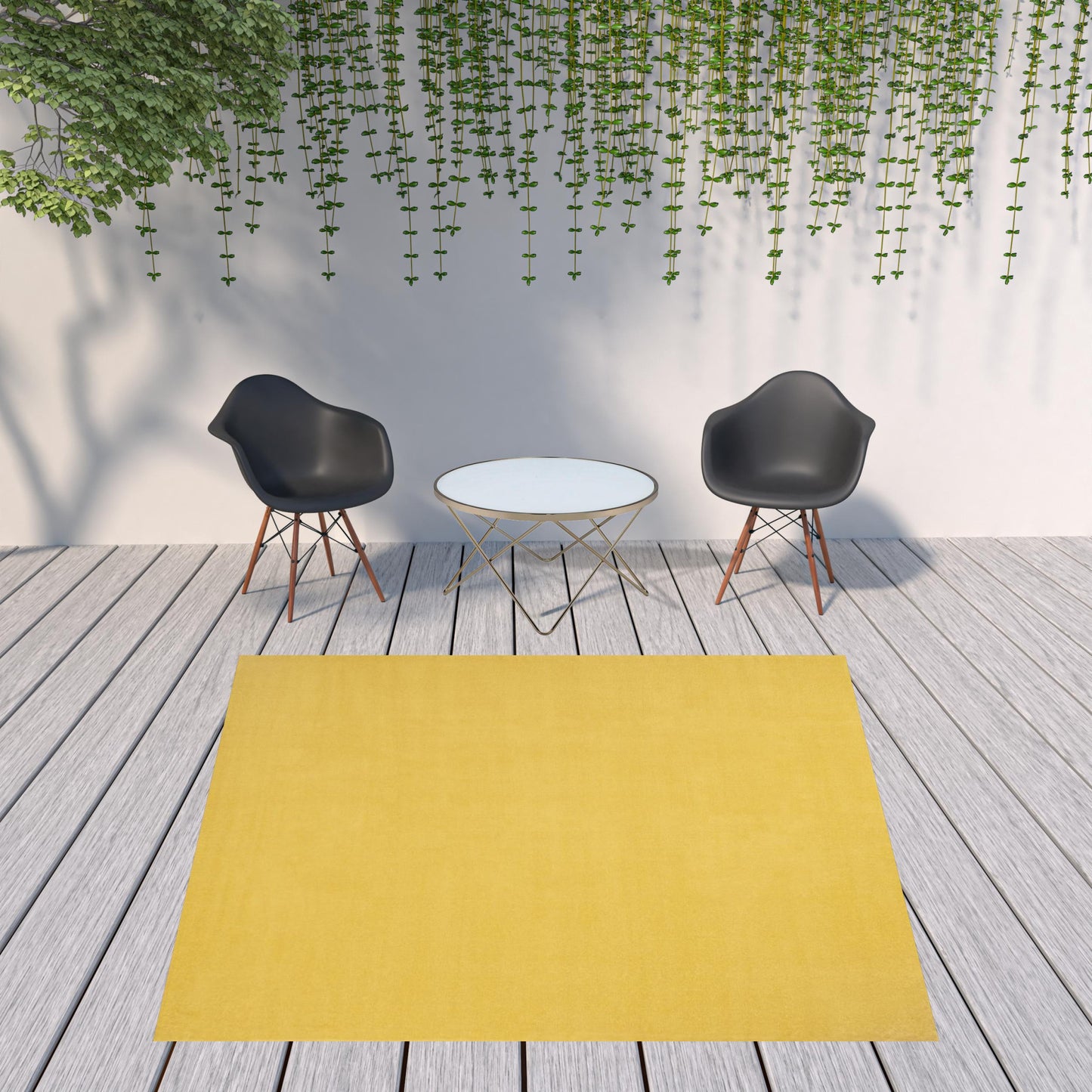 9' X 9' Yellow Square Non Skid Indoor Outdoor Area Rug