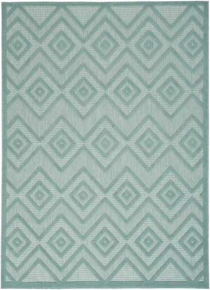 5' X 7' Aqua And Teal Argyle Indoor Outdoor Area Rug