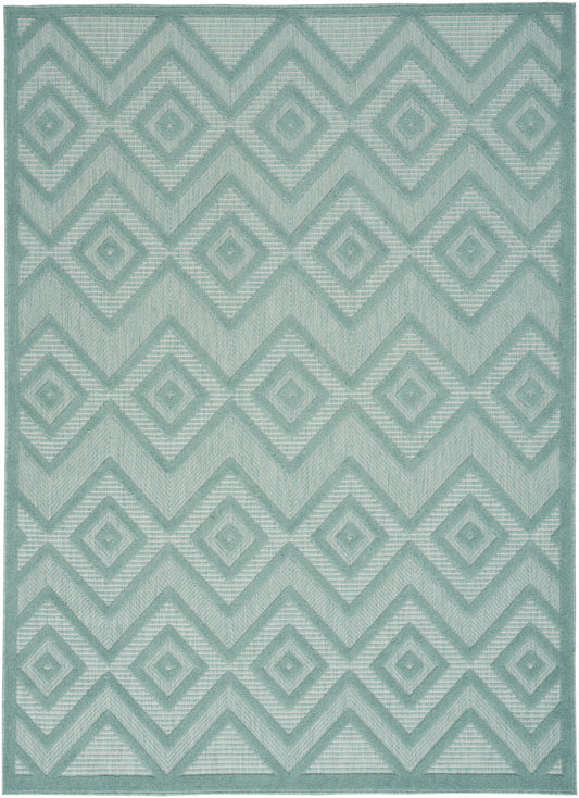 5' X 7' Aqua And Teal Argyle Indoor Outdoor Area Rug