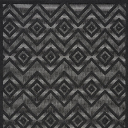 5' X 7' Charcoal Black Argyle Indoor Outdoor Area Rug