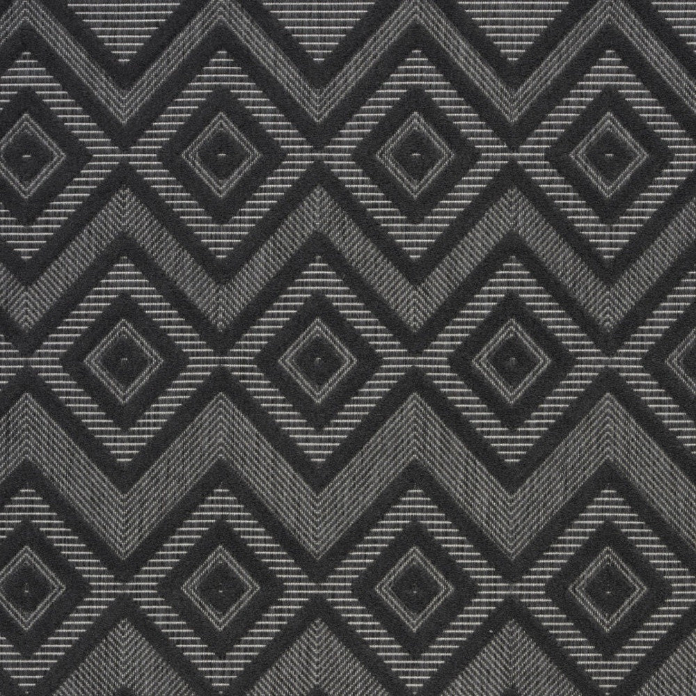 6' X 9' Charcoal Black Argyle Indoor Outdoor Area Rug