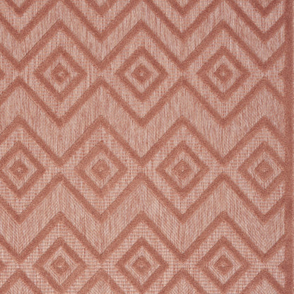 5' X 7' Coral Orange Argyle Indoor Outdoor Area Rug