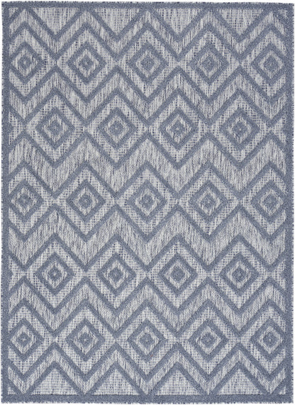 6' X 9' Denim Blue Argyle Indoor Outdoor Area Rug