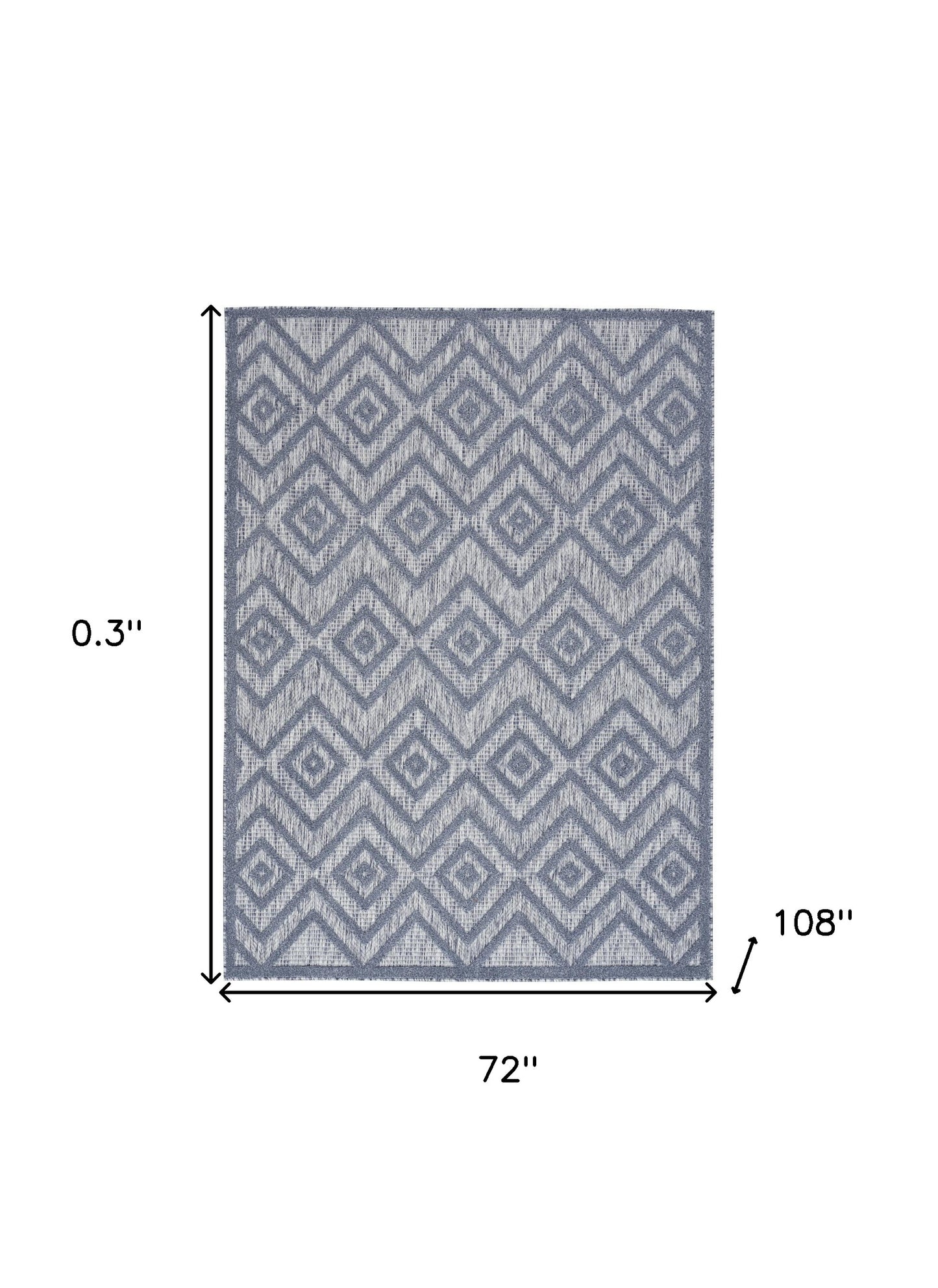 6' X 9' Denim Blue Argyle Indoor Outdoor Area Rug