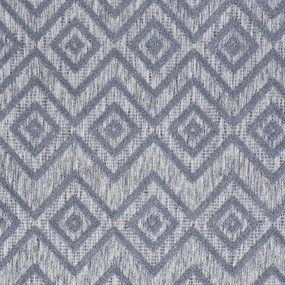 6' X 9' Denim Blue Argyle Indoor Outdoor Area Rug