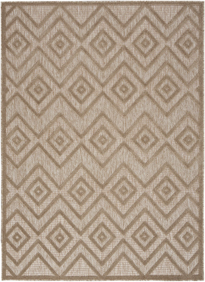 5' X 7' Natural Beige Argyle Indoor Outdoor Area Rug