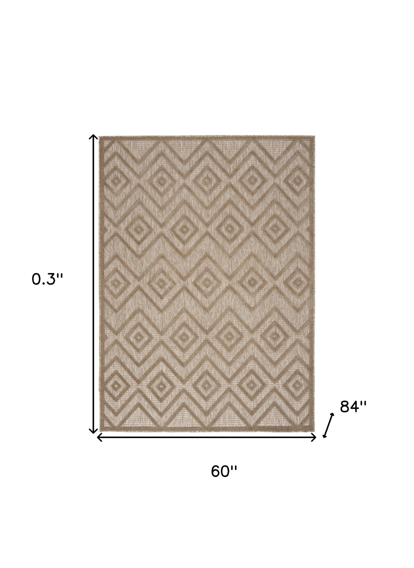 5' X 7' Natural Beige Argyle Indoor Outdoor Area Rug