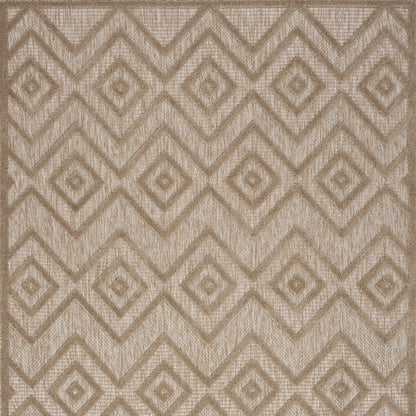 5' X 7' Natural Beige Argyle Indoor Outdoor Area Rug