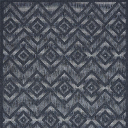 5' X 7' Navy Blue Argyle Indoor Outdoor Area Rug