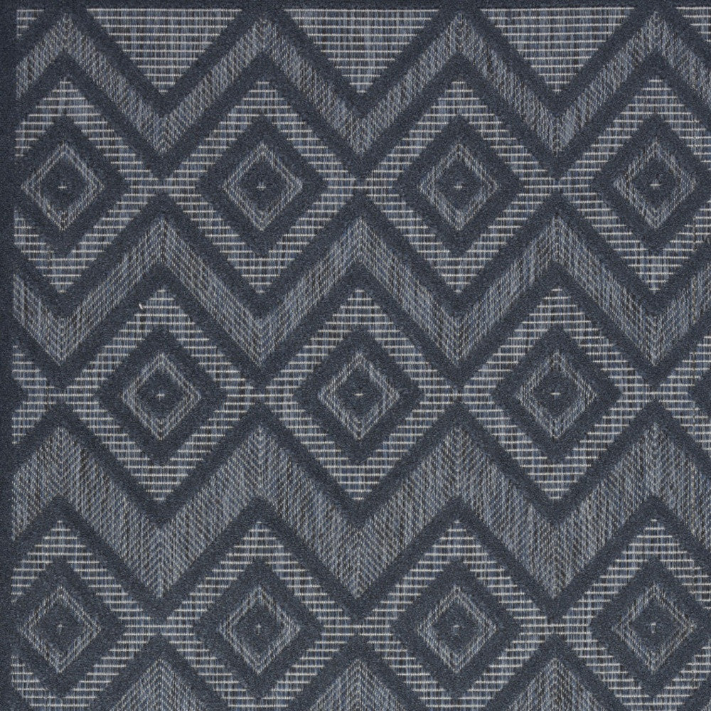 6' X 9' Navy Blue Argyle Indoor Outdoor Area Rug